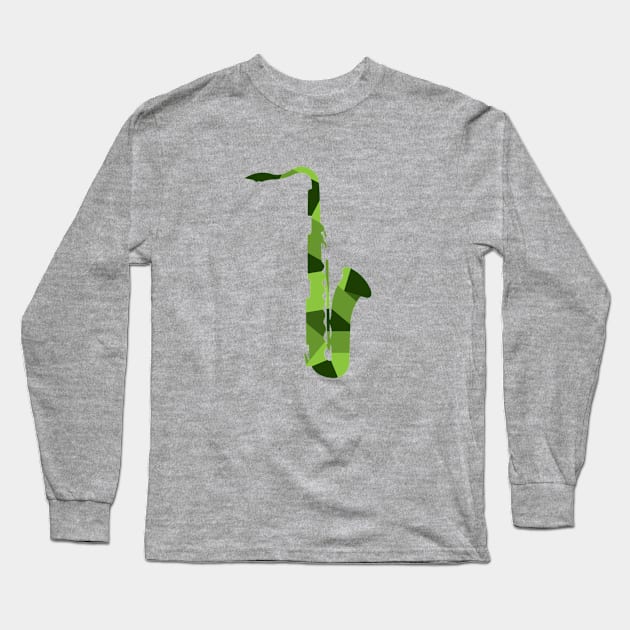 Blues Sax - Abstract green Long Sleeve T-Shirt by ryanforkel